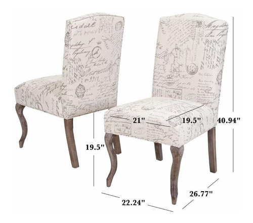 Ckh Top French Script Fabric Juego De 2 Sillas De Com...
