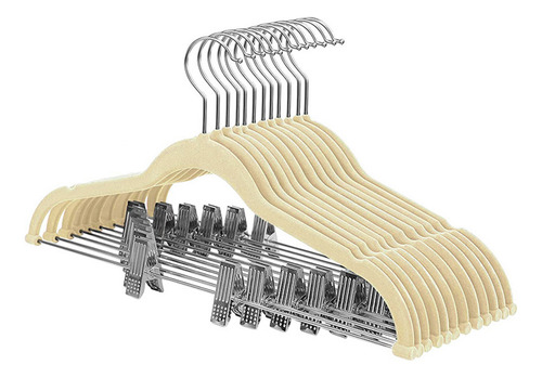 Perchas Antideslizantes De Terciopelo Con Clips Para Ropa Y