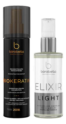 Kit Biokeratin Queratina E Óleo Elixir Light 60ml Bórabella