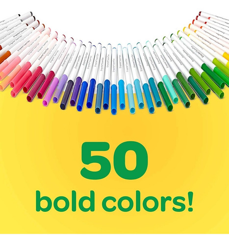 Imagen 4 de 4 de Crayola Supertips 50 Plumones Lavables Niños Dif Colores
