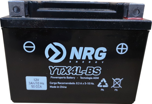 Batería Moto Agm Nrg Ytx4l-bs