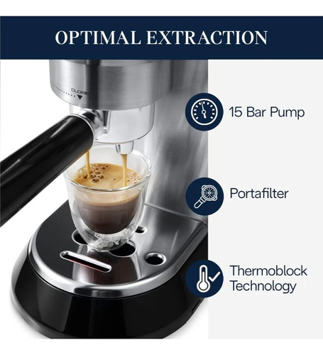 Máquina Espresso 15 Bares, De'longhi Dedica Acero Inoxidable