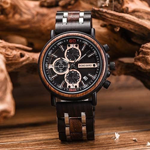 Bobo Bird S18-1 Reloj De Madera Para Hombre Cronógrafo De De
