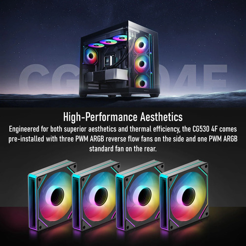 Gabinete Deepcool 4 Fans Cg530 4f Doble Cámara Panorámico Bk Negro