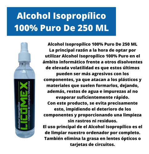 Imagen 2 de 3 de Alcohol Isopropílico Mantenimiento Limpieza Pc 3pz