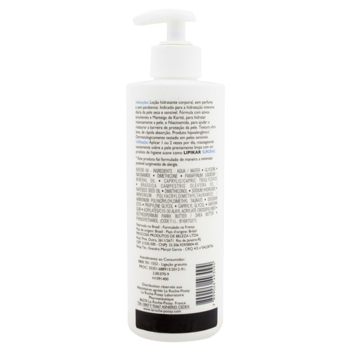 Imagem 2 de 2 de Loção Hidratante Intensivo Corporal sem Perfume La Roche-Posay Lipikar Frasco 400ml