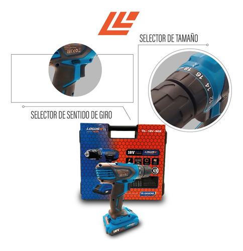Taladro Atornillador De Mano Inalambrico 18v +maletin Color Celeste/Negro
