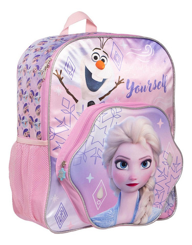 Kit Mochila Frozen Lapicera Original Ruz C Luz Primaria Rosa Rosa