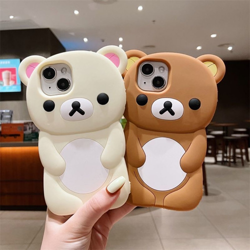 Funda 3d Dibujos Animados Marrón Pequeño Silicona Phone Case