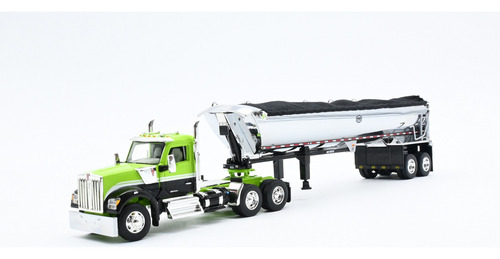 Tráiler Escala 1/64 Kw W990 Day Cab Remolque Gondola 60-1660 Color Verde Lima