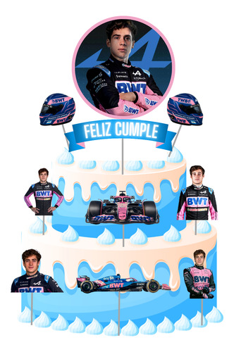 Topper Cake Franco Colapinto Alpine Fórmula 1 Torta