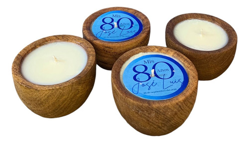 Souvenirs Cumpleaños Vela De Soja En Cuencos De Madera X10