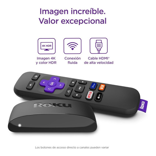 Roku Express 4k Dispositivo De Streaming Hd / 4k / Hdr Color Negro