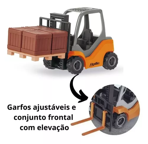 Brinquedo Carreta Iveco Hi-way Com Empilhadeira Agille