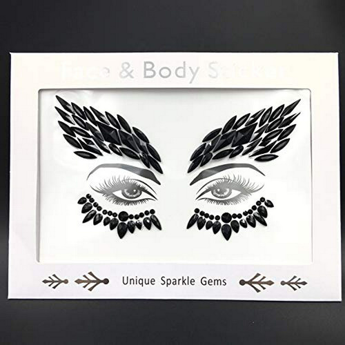 Tatuaje Temporale - Black Rhinestone Face Gems Face Jewels G