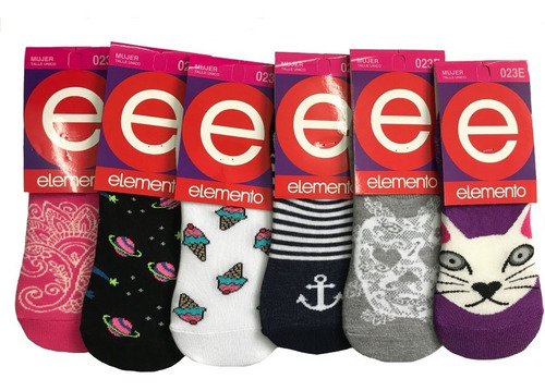 Pack X12 Elemento Soquetes Invisible Dama Estampado/liso 023