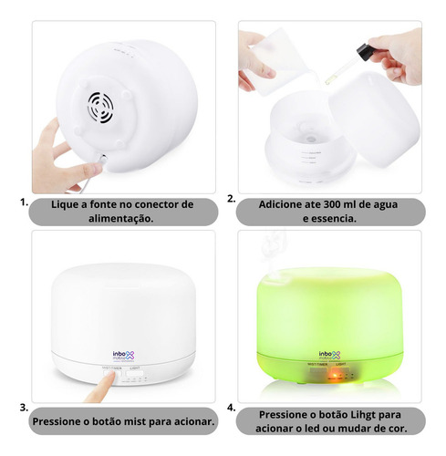 Umidificador De Ar Aromatizador Difusor De Aromas Oleo Essencial Ambiente Led Inboxmobile Acessorios