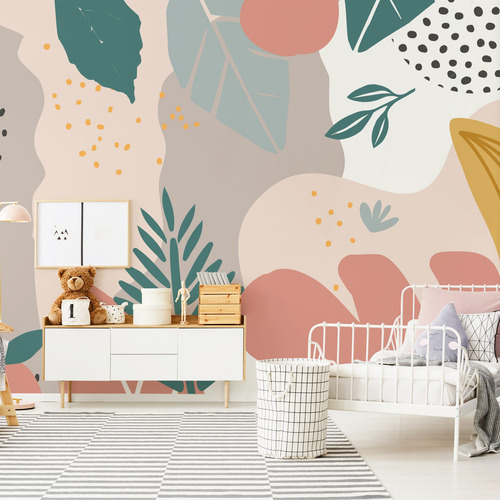 Imagem 3 de 4 de Papel De Parede Painel Floral Folhagem 8 Rolos - 12m²