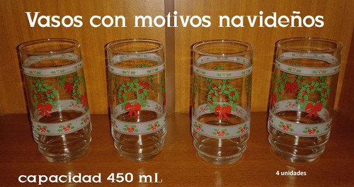 Vasos Navideños 450ml Combo De 4 Vasos