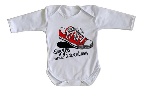 Body Bebê Luxo All Star Tenis Say Yes Black Red Vermelho