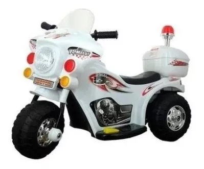 Moto eletrica triciclo infantil policial com iluminacao