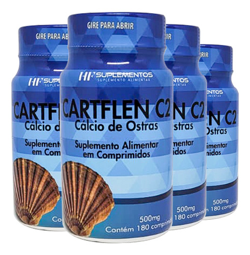 4x Cartflen C2 Calcio De Ostras 500mg 180 Cps Hf Suplements
