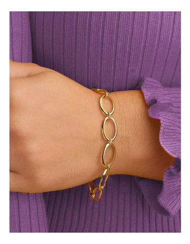 Pulseira Elos Ovais 1x1 10 Gramas 7mm Ouro 18k