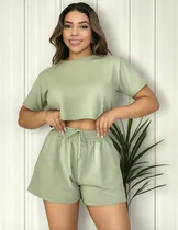 Comprar Conjunto Shorts E Cropped Soltinho Moda Blogueira Verão