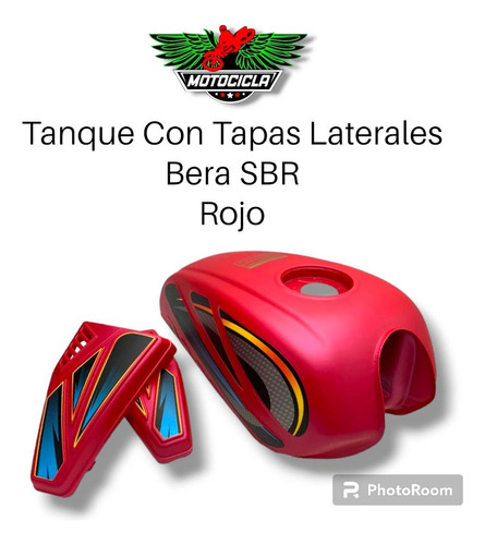 Tanque Con Tapas Laterales Moto Bera Sbr Rojo 