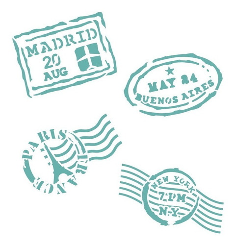 Imagen 2 de 3 de Stencil Sellos Postales Plantilla Reusable Para Manualidades