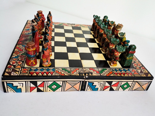 Juego De Ajedrez Incas Vs Conquistadores 20x20cm Artesanal