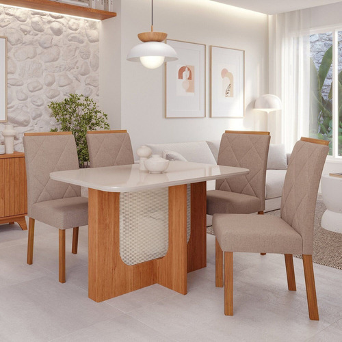 Mesa De Jantar Louise 1,30 Com 4 Cadeiras Fernanda Jhwt
