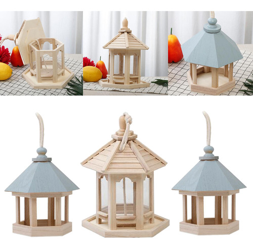 3 Piezas De Colgante Gazebo Comedero Para Pájaros Jardín