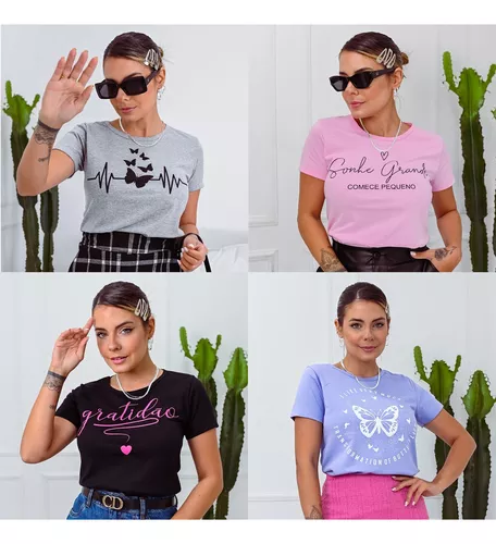 T-SHIRT FEMININA 100% ALGODÃO - FASHION CHARM