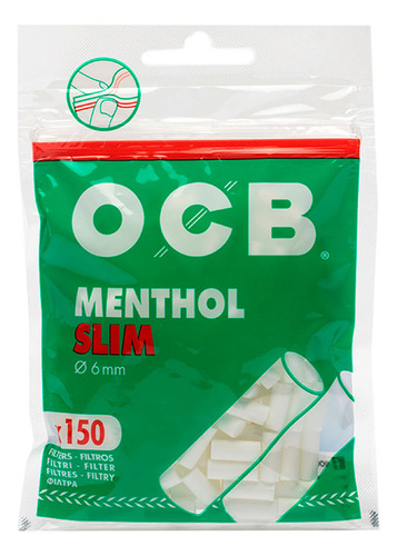 Filtro Ocb Menthol Slim 6mm Display Com 10 Pacotes