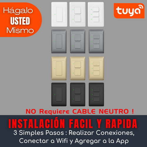 Interruptor Simple Inteligente Wifi - 1 Canal Sin Neutro Negro