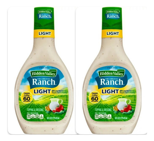 Hidden Valley Aderezo Ranch Light 473 Ml 2 Pz Sin Gluten 