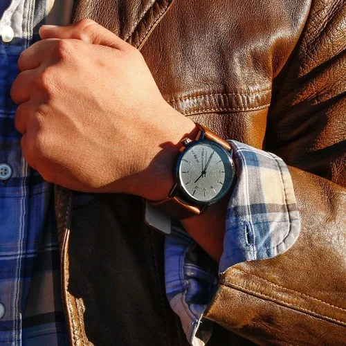 Acero Hombres S Reloj Clásico Moderno De Cuero De Imit...