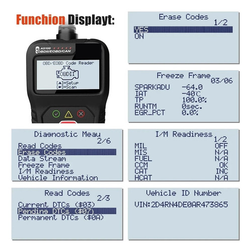 Lector De Códigos De Coche As100 Obd2 Escáner Obd2