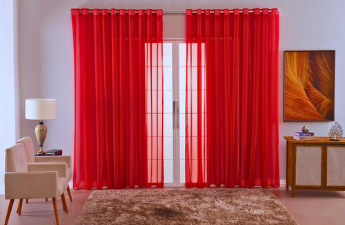 Cortina Para Sala Voal Liso Transparente Delicate 6,00x2,80 Cor Vermelho