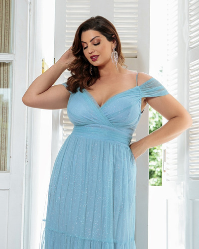 Imagem 3 de 3 de Vestido Festa Ombro À Ombro 46 Ao 50 Modelo Tule 1092