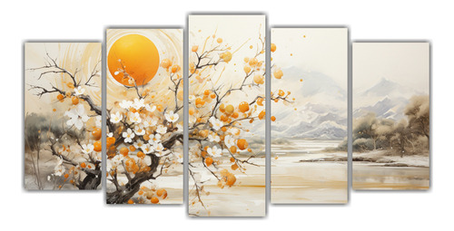 100x50cm Comedor A Orange Tree - Abstracto Blanco Y Dorado