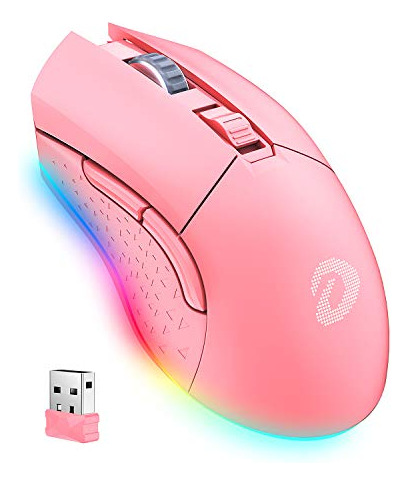 Ratón Inalámbrico Para Juegos Dareus Pink Con Cable, Modo Du
