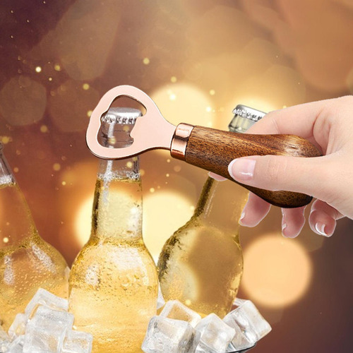 Abridor De Cerveza Portátil Con Mango De Madera Para Uso