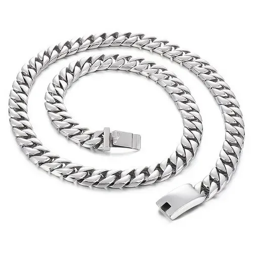 Joyería Para Hombre, Collar De Cadena Cubana De Acero Inoxidable, Color