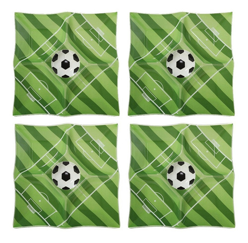 Jogos De Pratos Decorativo Para Petiscos Com 4 Unidades Cor Verde Campo de Futebol