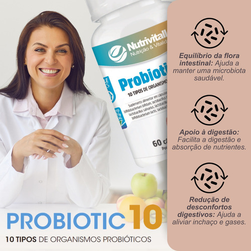 Suplemento Probiotic 10 Nutrivitalle 60 Cáps. Probióticos