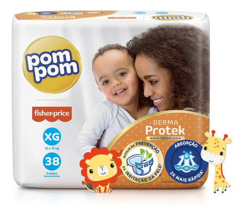 Imagem 2 de 7 de Fralda Pom Pom Derma Protek Mega Xg 38un