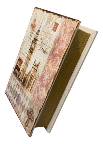 Livro Caixa De Madeira - Coleção Livros 007 - London 29 Cm