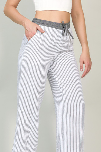 Pantalón A Rayas Con Resorte Ajustable En Pretina 251034